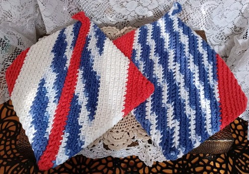 Pair crocheted patriotic red - pair,