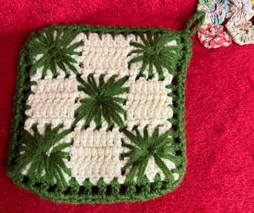 Vintage handmade crochet pot - handmade,