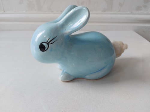 Vintage blue ceramic bunny - vintage,