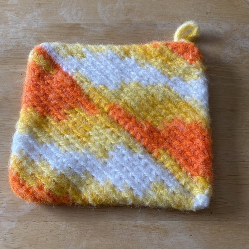 Vintage crochet knit pot - knit,