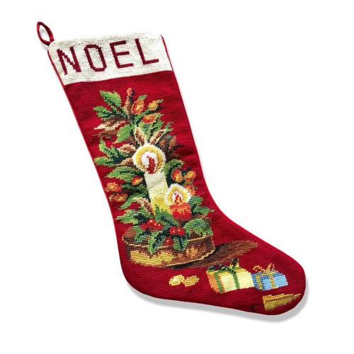 Wool vintage noel needlepoint - vintage,