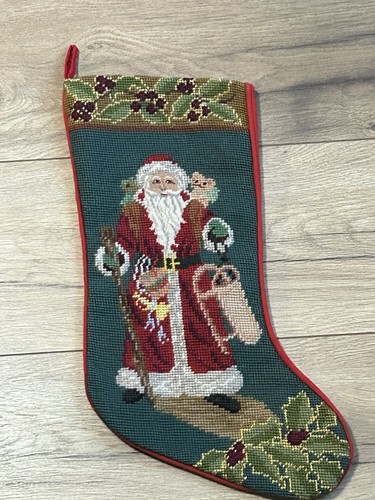 Vintage needlepoint santa - vintage,