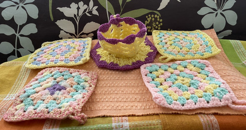 Vintage crochet pot holders - vintage,