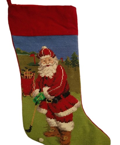 Needlepoint santa playing golf - needlepoint,